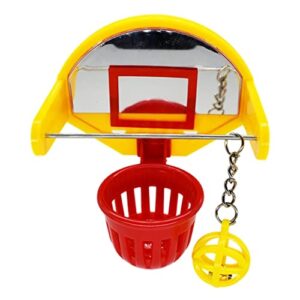 qianly bird training basketball stacking foraging toy cockatiel cage education toy, yellow, 93x50x110mm