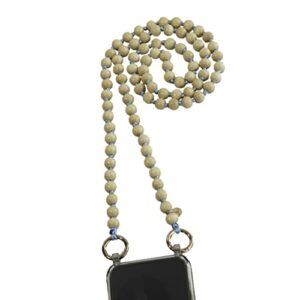 luna lucia iphone 12 crossbody beaded long around the neck cell phone holder, lanyard, tether, chain, strap or leash! for hands free use! comes with iphone 12 case (natural with blue cord)