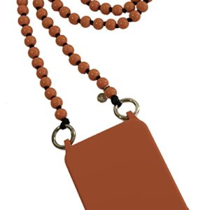 luna lucia iphone 13 crossbody beaded long around the neck cell phone holder, lanyard, tether, chain, strap or leash! for hands free use! comes with iphone 13 case (orange)