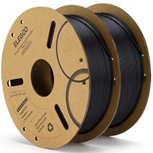 elegoo pla filament 1.75mm black 2kg, 3d printer filament dimensional accuracy +/- 0.02mm, 2 pack 1kg cardboard spool(2.2lbs) 3d printing filament fits for most fdm 3d printers