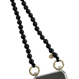 Luna Lucia iPhone 12 Pro Crossbody Beaded Long Around The Neck Cell Phone Holder, Lanyard, Tether, Chain, Strap or Leash! for Hands Free use! Comes with iPhone 12 Pro Case (Black)