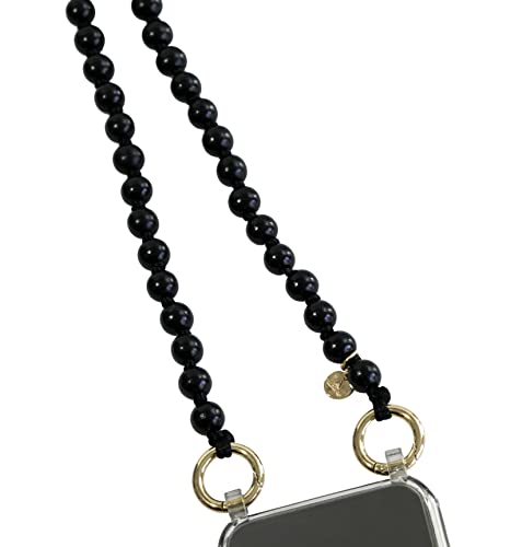 Luna Lucia iPhone 12 Pro Crossbody Beaded Long Around The Neck Cell Phone Holder, Lanyard, Tether, Chain, Strap or Leash! for Hands Free use! Comes with iPhone 12 Pro Case (Black)