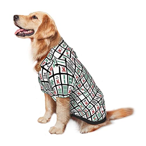 Large Dog Hoodie Funny-Mahjong-Hipster Pet Clothes Sweater with Hat Soft Cat Outfit Coat Medium