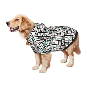 Large Dog Hoodie Funny-Mahjong-Hipster Pet Clothes Sweater with Hat Soft Cat Outfit Coat Medium