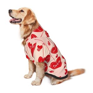 Large Dog Hoodie Romantic-Love-Valentine's-Day Pet Clothes Sweater with Hat Soft Cat Outfit Coat Medium