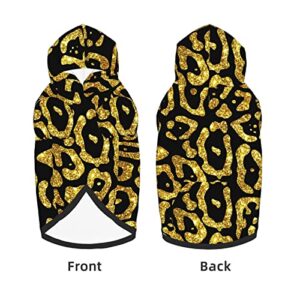 Large Dog Hoodie Jaguar-Glitter-Gold-Skin Pet Clothes Sweater with Hat Soft Cat Outfit Coat X-Large