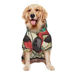 large dog hoodie bowling-doodle-bowl-pattern pet clothes sweater with hat soft cat outfit coat xx-large