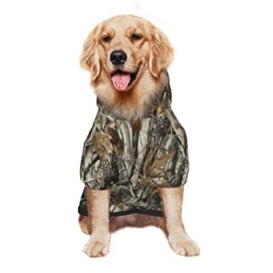 Large Dog Hoodie Mossy-Tree-Camo-Leaf Pet Clothes Sweater with Hat Soft Cat Outfit Coat X-Large