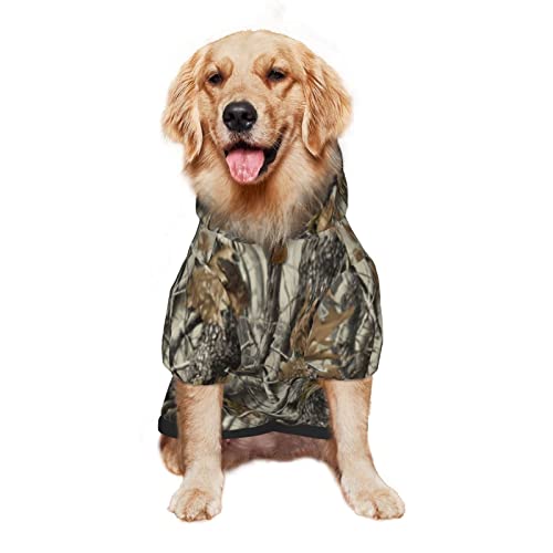 Large Dog Hoodie Mossy-Tree-Camo-Leaf Pet Clothes Sweater with Hat Soft Cat Outfit Coat X-Large