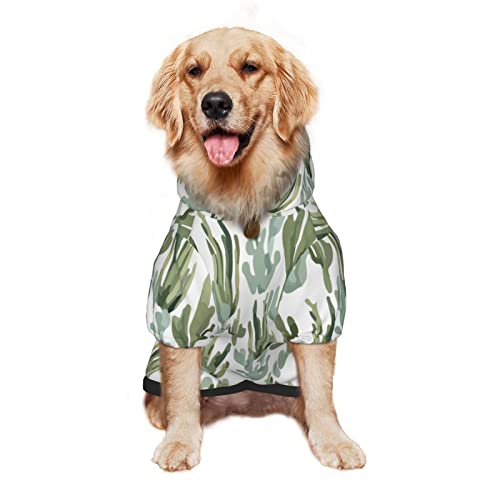 Large Dog Hoodie Desert-Cactus-Arizona Pet Clothes Sweater with Hat Soft Cat Outfit Coat Xx-Large