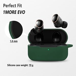 Geiomoo Silicone Case Compatible with 1MORE EVO, Protective Cover with Carabiner (Emerald Green)