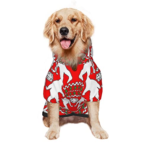 Large Dog Hoodie Funny-Bigf-Oot-Ugly-Christmas Pet Clothes Sweater with Hat Soft Cat Outfit Coat Large