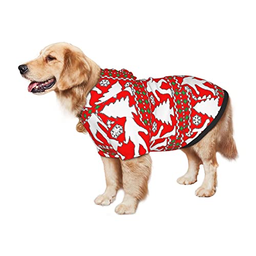 Large Dog Hoodie Funny-Bigf-Oot-Ugly-Christmas Pet Clothes Sweater with Hat Soft Cat Outfit Coat Large