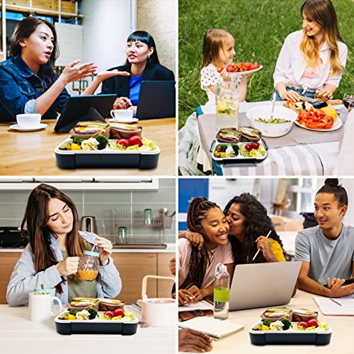 HCYWOC Bento Box Adult Lunch Box, 1000ml Bento Lunch Box for Kids, 3 Compartment Lunch Containers for Older Kids and Portion-controlled Adult, BPA Free, Leak-proof, Microwave/Dishwasher Safe