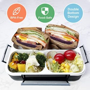HCYWOC Bento Box Adult Lunch Box, 1000ml Bento Lunch Box for Kids, 3 Compartment Lunch Containers for Older Kids and Portion-controlled Adult, BPA Free, Leak-proof, Microwave/Dishwasher Safe