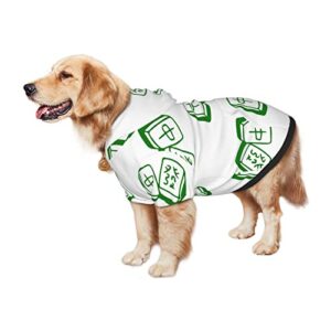 Large Dog Hoodie Chinese-Mahjong-Tile-Plaid Pet Clothes Sweater with Hat Soft Cat Outfit Coat Medium