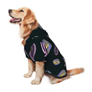 Large Dog Hoodie Colorful-Outer-Space-Galaxy Pet Clothes Sweater with Hat Soft Cat Outfit Coat Small