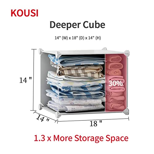 KOUSI Portable Wardrobe Closets 14"x18" Depth Cube Storage, Bedroom Armoire, Storage Organizer with Doors, 12 Doors, White