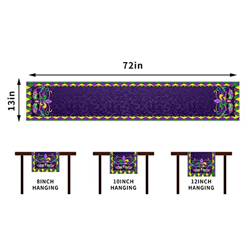 Rvsticty Linen Mardi Gras Table Runner New Orleans Brazi Carnival Tablecloth Fat Tuesday Mardi Gras Decorations and Supplies for Home Kitchen Table-13×72''