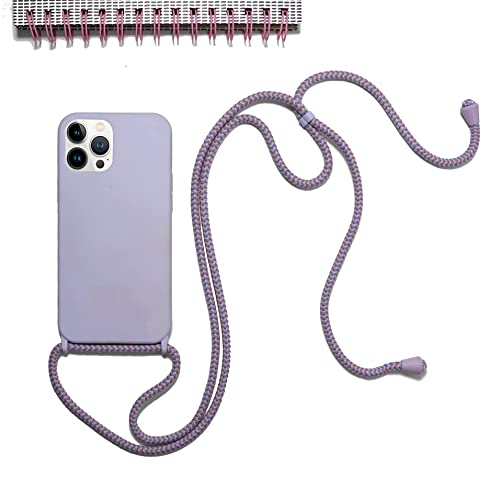 Ecofriendly iPhone 13 Pro Max Crossbody Cord Case Leash Hands-Free Adjustable Strap Landyard Shockproof Resistant Cover (Purple)