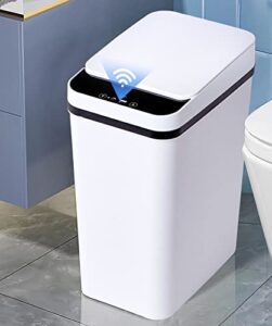 vifvor automatic bathroom trash can, small touchless trash can with lid motion sensor slim trash can 2.5 gallon waterproof smart electric trash can for kitchen, bedroom, office, toilet (white)
