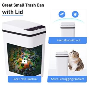 VIFVOR Automatic Bathroom Trash Can, Small Touchless Trash Can with Lid Motion Sensor Slim Trash Can 2.5 Gallon Waterproof Smart Electric Trash Can for Kitchen, Bedroom, Office, Toilet (White)