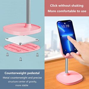 Hearsky Cute Cat Phone Stand, Cat Head Cell Phone Holder for Desk,Angle&Height Adjustable Compatible with All Smartphone,iPhone,Samsung,Tablet,iPad-Pink