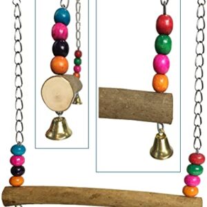 OMYZERO 3Pcs Bird Parrot Toys Swing Hanging, Bird Cage Accessories Toy Perch Ladder Chewing Toys Hammock for Parakeets,Cockatiels,Lovebirds,Conures,Budgie,Macaws,Lovebirds,Finches and Other Small Pets