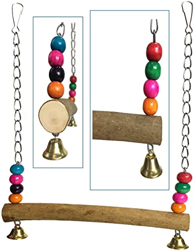 OMYZERO 3Pcs Bird Parrot Toys Swing Hanging, Bird Cage Accessories Toy Perch Ladder Chewing Toys Hammock for Parakeets,Cockatiels,Lovebirds,Conures,Budgie,Macaws,Lovebirds,Finches and Other Small Pets