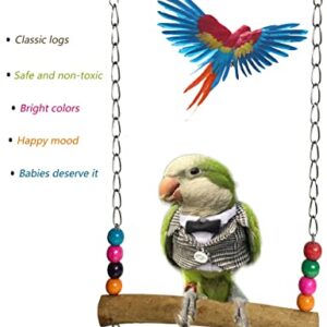 OMYZERO 3Pcs Bird Parrot Toys Swing Hanging, Bird Cage Accessories Toy Perch Ladder Chewing Toys Hammock for Parakeets,Cockatiels,Lovebirds,Conures,Budgie,Macaws,Lovebirds,Finches and Other Small Pets