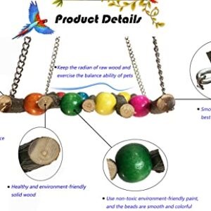 OMYZERO 3Pcs Bird Parrot Toys Swing Hanging, Bird Cage Accessories Toy Perch Ladder Chewing Toys Hammock for Parakeets,Cockatiels,Lovebirds,Conures,Budgie,Macaws,Lovebirds,Finches and Other Small Pets