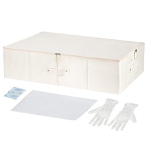 yakucho wedding dress box-wedding dress preservation box with 20 sheets of acid free tissue paper for storage wedding dress storage box kit(beige)