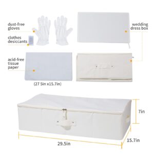 Yakucho Wedding Dress Box-Wedding Dress Preservation Box with 20 Sheets of Acid Free Tissue Paper for Storage Wedding Dress Storage Box Kit(Beige)