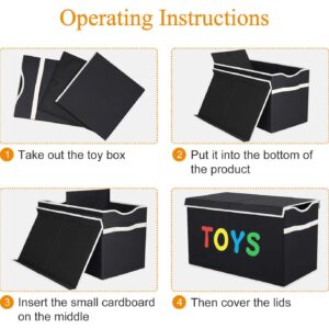 VICTOR'S Kids Toy Box Chest - Extra Large Lightweight Collapsible Toy Storage Organizer Boxes Bins Baskets for Kids, Boys, Girls, Nursery Room, Playroom, Closet (New Black)