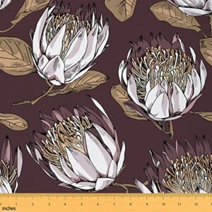 vintage protea fabric by the yard africa rustic plants retro floral fabric for upholstery and home diy projects watercolor tropical flower fabric for chairs curtains lamp shade,1 yard