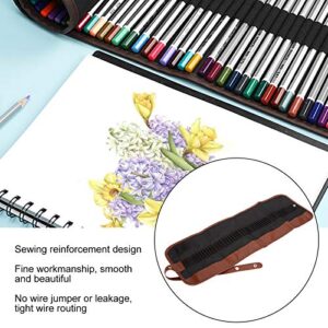 Pen Wrap Roll Pencil Case Multifunctional Sketch Colored Pencil Case Canvas Bag Pouch Painting Tools Storage Stationery School Supplies(48)