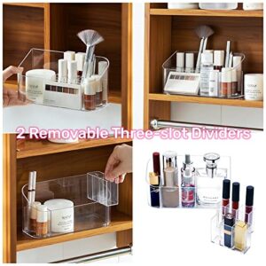 Ayswupt Clear Acrylic Small Makeup Organizer,Cosmetic Display Case Perfume Skincare Organizer,Bathroom Accessories Caddy Stand for Medicine Cabinet Vanity Dresser,Girls Bathroom Corner Bin Holder Tray