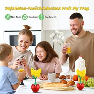 Fruit Fly Trap for Indoors, Fly Catcher Gnat Trap Fruit Fly Killer with 12 Yellow Sticky Traps, Gnat Trap with Bait for Indoor Outdoor, Safe Non-Toxic Fly Trap for Home/Kitchen/Plant (2 Pack)