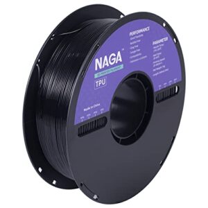 naga tpu filament 1.75mm, super neat flexible 3d printer filament, 1kg roll spool, dimensional accuracy +/- 0.03mm, 95a (1kg balck tpu)