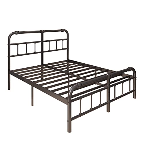 Bednowitz Bed Frame Queen Size, Heavy Duty Metal Slats Support Mattress Foundation, 14 Inch High Platform Bed with Headboard and Footboard, No Box Spring Needed, Noise Free, Easy Assembly, Black