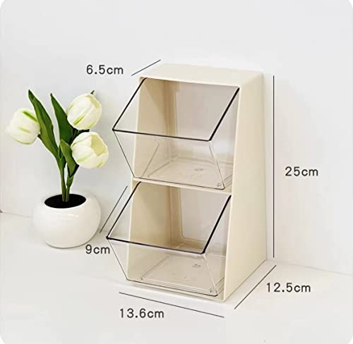 BILLION GOLD Acrylic Storage Containers Box, Desktop Tea Bag Organizer with 2 Drawers - Coffee Pod Holder for K Cups, Tea Bags, Creamer, Sugar Bags for Home Office(White)