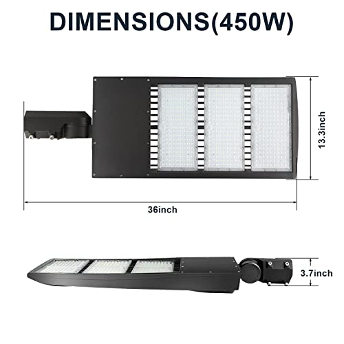 450W LED Parking Lot Light 63000LM Commercial Outdoor Light 5000K Dimmable LED Shoebox Area Light (1500W HID/HPS Equivalent), Slip Fitter Mount IP65 Waterproof, 100-277V AC UL&DLC Listed