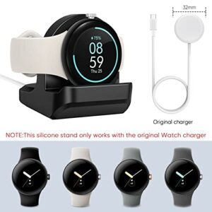 Silicone Stand for Google Pixel Watch Charger, YUANHOT Charger Stand Charging Base Holder with Integrated Cable Management Slot, Black (Cable Not Included)