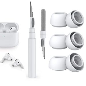 [3 pairs] airpod pro cleaner kit,replacement ear tips with noise reduction hole for airpods pro and airpods pro 2nd generatio,cleaning pen for air pods pro,with portable storage box (sizes s/m/l)