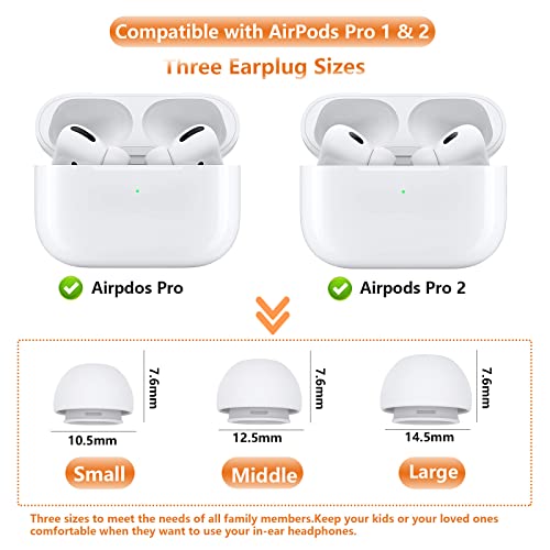 [3 Pairs] Airpod Pro Cleaner Kit,Replacement Ear Tips with Noise Reduction Hole for AirPods Pro and Airpods Pro 2nd Generatio,Cleaning Pen for Air pods Pro,with Portable Storage Box (Sizes S/M/L)