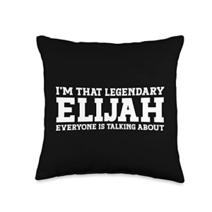 elijah gifts elijah tee men name birthday gifts personal name funny elijah throw pillow, 16x16, multicolor