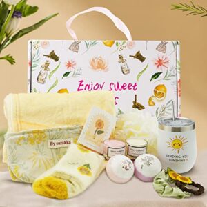 spa gift baskets for women, get well soon self care gift baskets for her, relaxing spa gift box with gift card, thinking of you unique birthday gift set for wife mom sister best friends