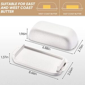 Butter Dish with Lid, Airtight Butter Dish for Countertop and Refrigerator,Microwave/Dishwasher Safe, Plastic Butter Keeper Tray for West/ East Coast Butter (Straw-01)