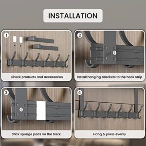 IFYON Over The Door Hooks for Hanging Clothes, Over Door Towel Racks for Bathroom, Coat Hooks for Bedroom (6-Hook, Gunmetal Gray)