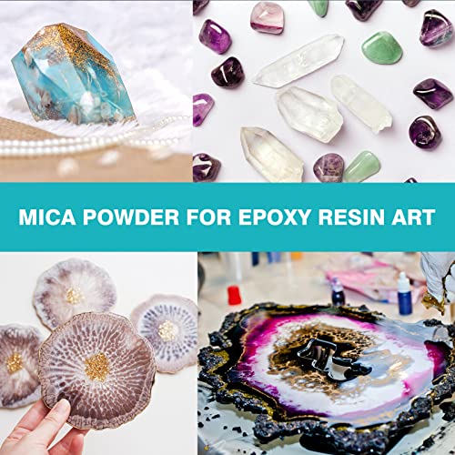 Resiners Mica Powder for Epoxy Resin, 36 Color Epoxy Resin Color Pigment, Cosmetic Grade Mica Powder for Soap Making, Candle Making, Lip Gloss, Art Crafts, Bath Bomb, Resin Supplies - 0.1oz(3g)/Bag